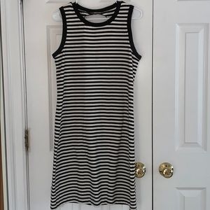 White and black stripped dress